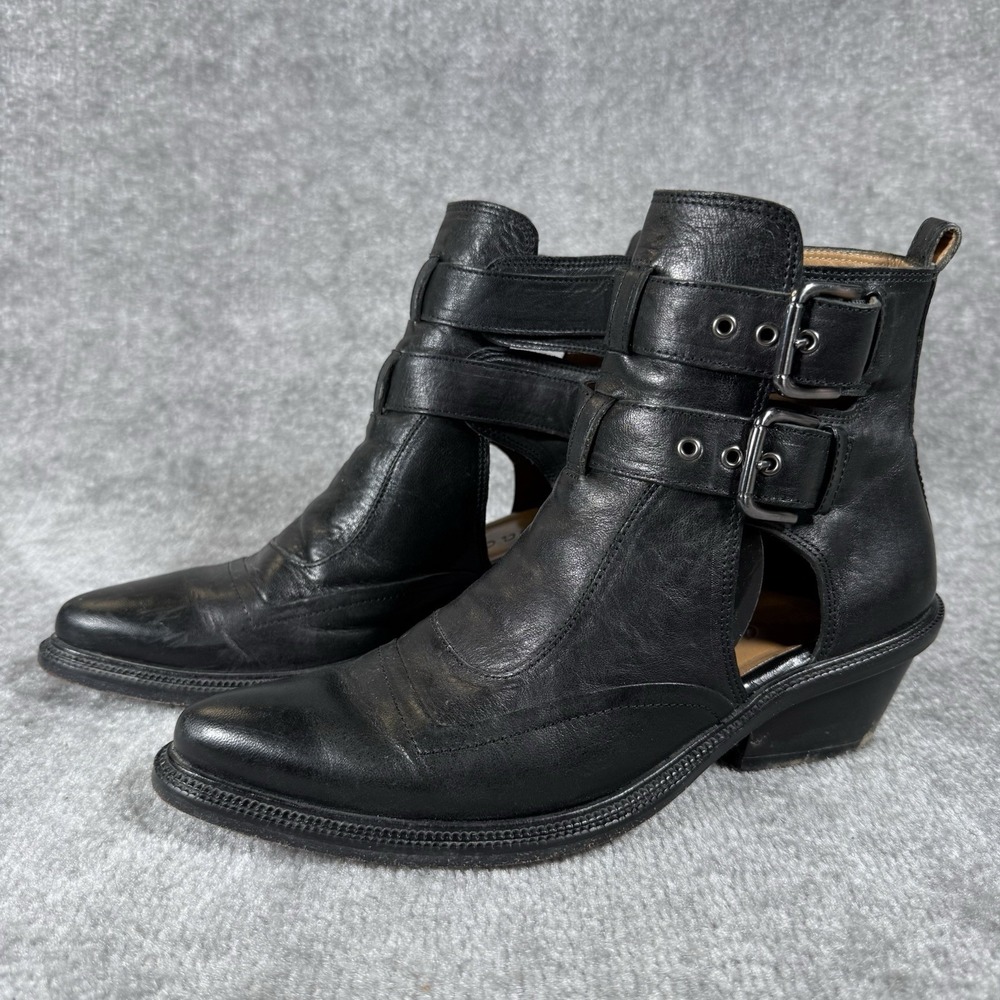 Cotelac Boots Women's EU 37 US  6.5/7 Black Cutout 2-Buckle Ankle Western